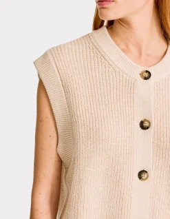 Mouwloos vest met knoopjes - beige