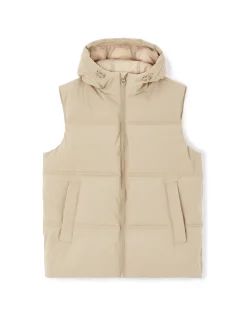 Mouwloze hoodie doudoune - beige