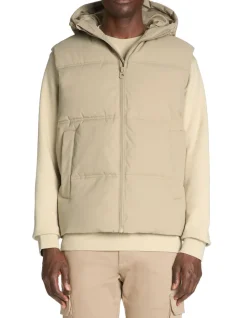 Mouwloze hoodie doudoune - beige