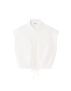 Mouwloze katoenen blouse van gaas - wit
