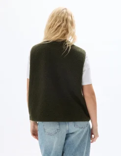 Mouwloze sherpa bodywarmer - kaki