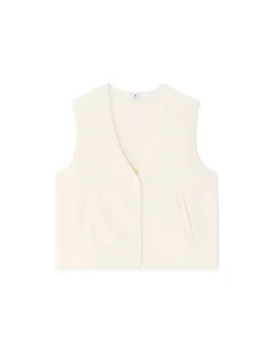 Mouwloze sherpa bodywarmer - ecru