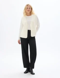 Mouwloze sherpa bodywarmer - ecru