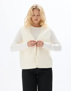 Mouwloze sherpa bodywarmer - ecru
