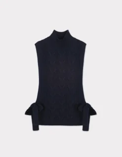 Mouwloze trui met hoge hals - marineblauw