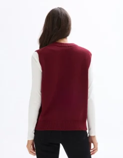 Mouwloze trui met ronde hals - rood
