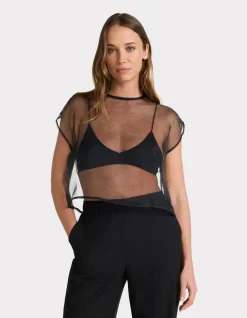 Organza T-shirt - zwart