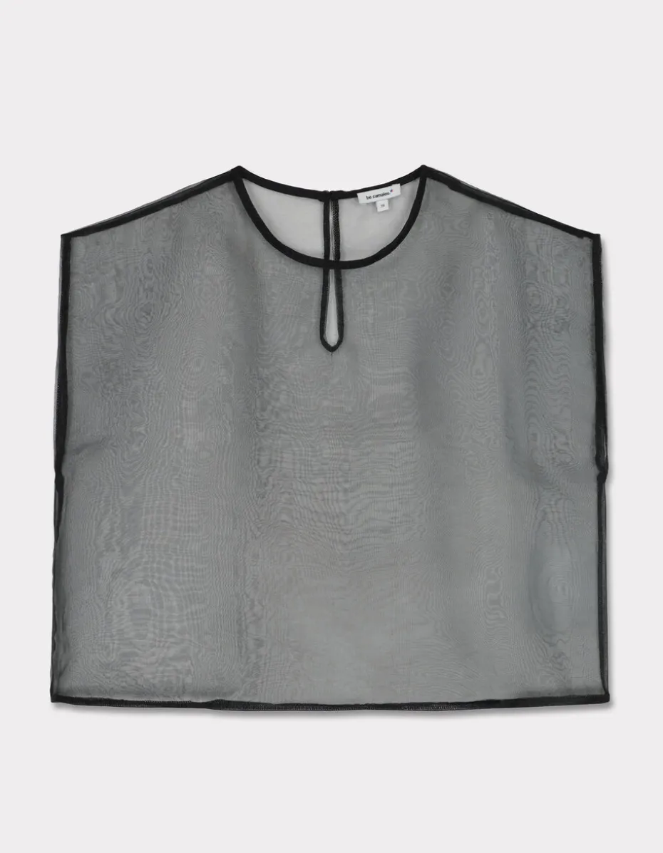 Organza T-shirt - zwart