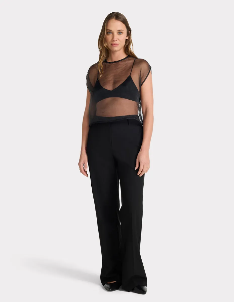 Organza T-shirt - zwart