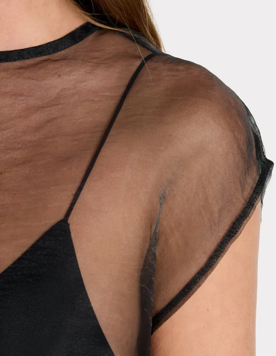 Organza T-shirt - zwart
