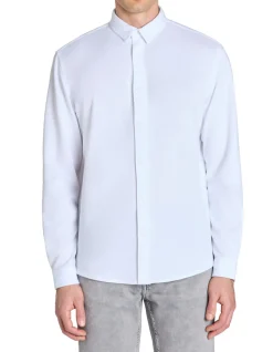 Overhemd regular fit in jersey - wit