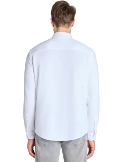 Overhemd regular fit in jersey - wit