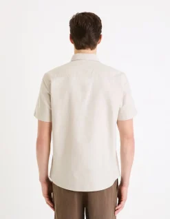 Overhemd Regular fit Oxford 100% katoen - beige