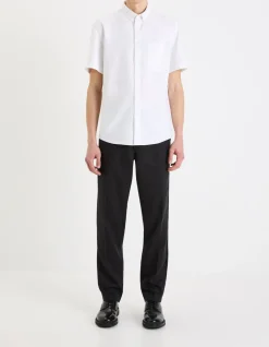 Overhemd regular fit Oxford 100% katoen - wit