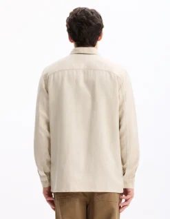 Overhemd van TENCEL™ Lyocell en linnen - beige