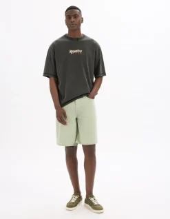 Oversize T-shirt met ronde hals 100% katoen bedrukt - zwart