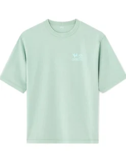 Oversize T-shirt met ronde hals, 100% katoen, bedrukt - mintgroen