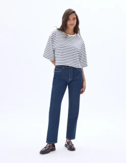 Oversized gestreept T-shirt - marine