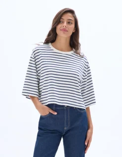 Oversized gestreept T-shirt - marine