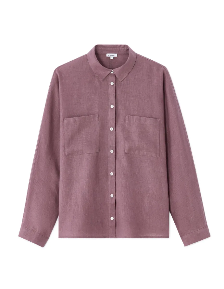 Oversized linnen overhemd - paars