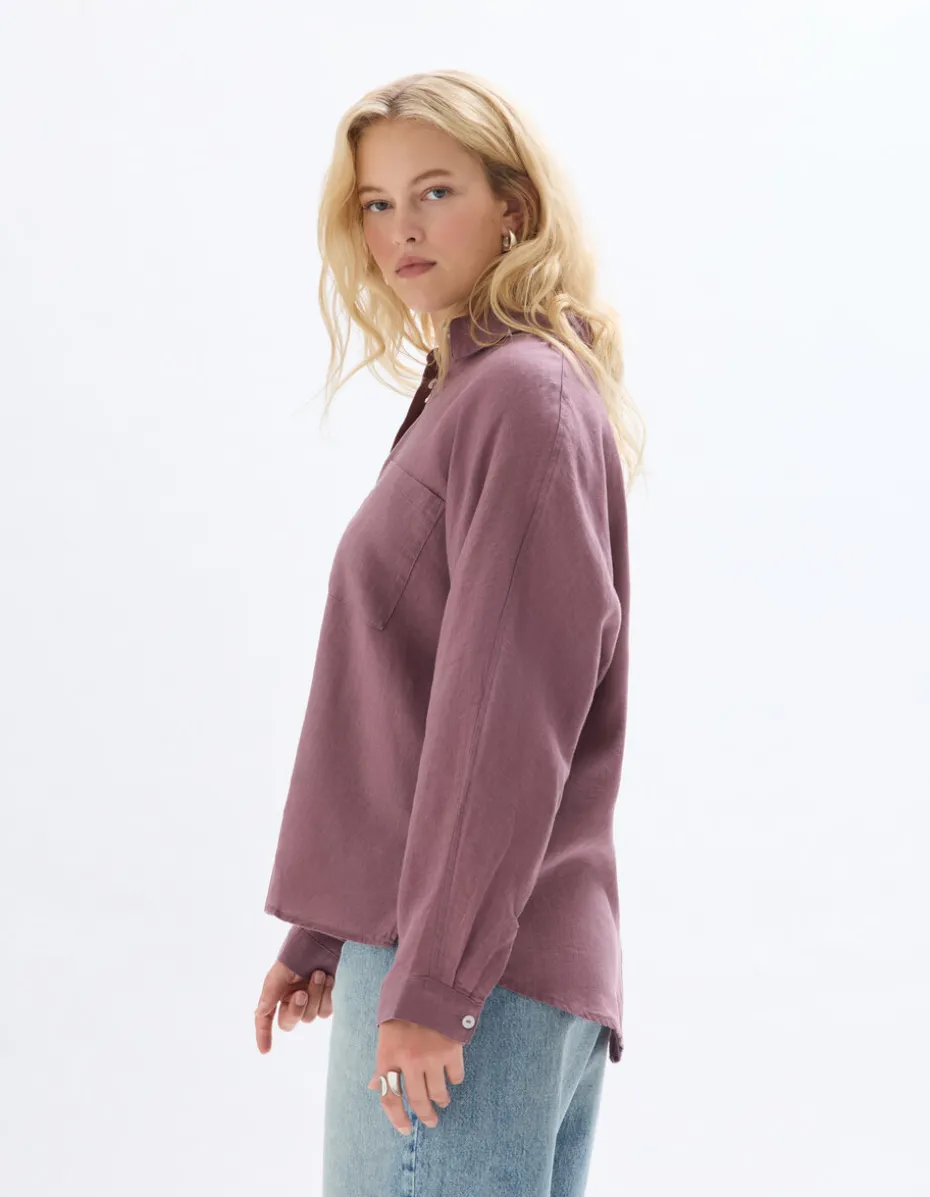 Oversized linnen overhemd - paars