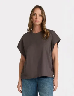 Oversized mouwloos dik katoenen t-shirt - grijs