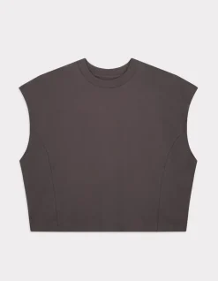 Oversized mouwloos dik katoenen t-shirt - grijs