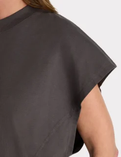 Oversized mouwloos dik katoenen t-shirt - grijs