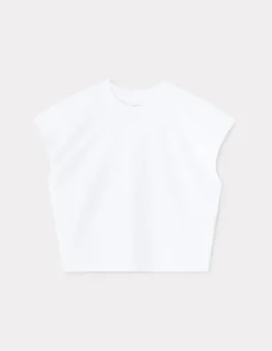 Oversized mouwloos dik katoenen t-shirt - wit