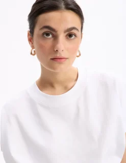 Oversized mouwloos dik katoenen t-shirt - wit