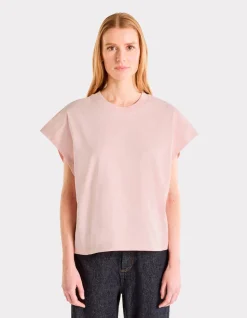 Oversized mouwloos dik katoenen t-shirt - roze