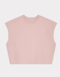 Oversized mouwloos dik katoenen t-shirt - roze