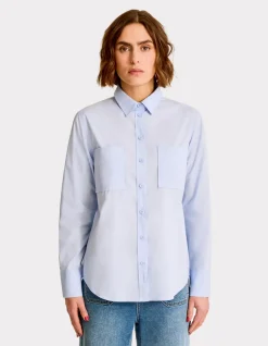 Oversized poplin overhemd - blauw