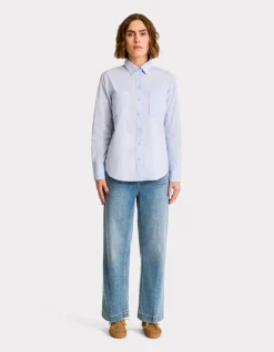 Oversized poplin overhemd - blauw