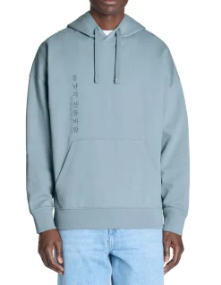 Oversized sweatshirt met ronde hals 100% katoen - blauw