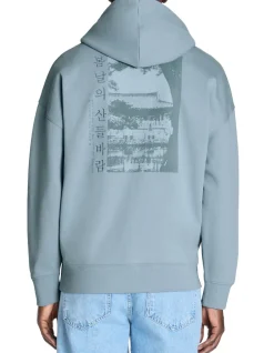 Oversized sweatshirt met ronde hals 100% katoen - blauw