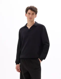 Oversized trui met brede kraag 100% katoen - zwart