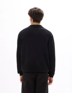 Oversized trui met brede kraag 100% katoen - zwart