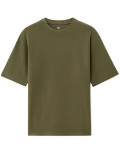 Oversized T-shirt met ronde hals - Kaki