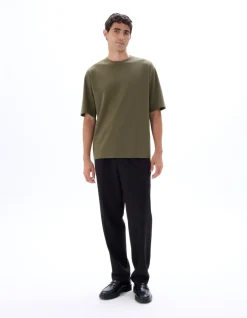 Oversized T-shirt met ronde hals - Kaki