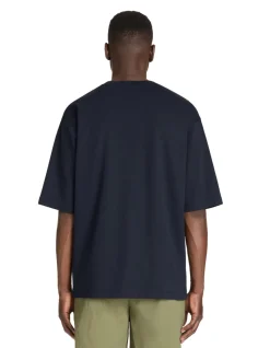 Oversized T-shirt met ronde hals in gemengd katoen - marineblauw