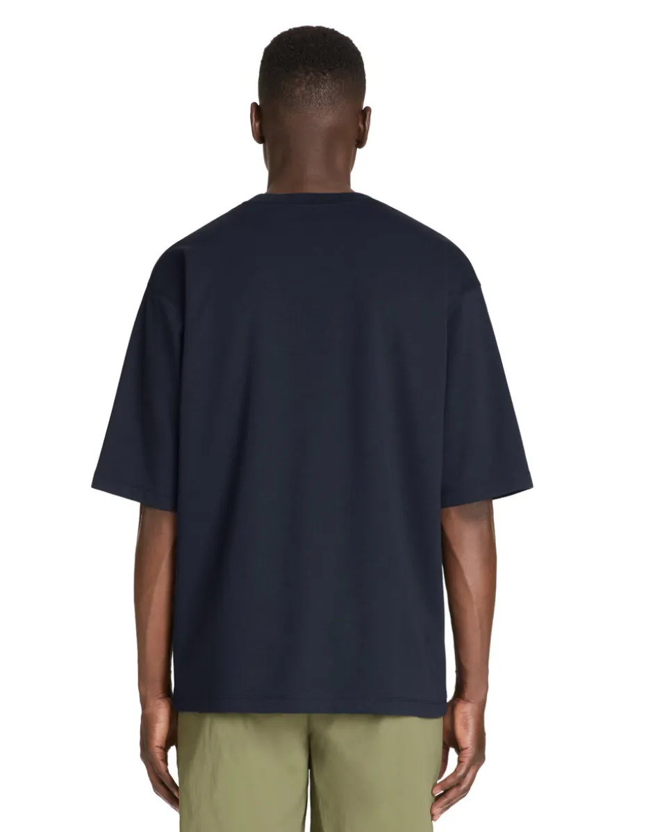 Oversized T-shirt met ronde hals in gemengd katoen - marineblauw