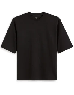 Oversized T-shirt met ronde hals in gemengd katoen - zwart