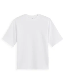 Oversized T-shirt met ronde hals in gemengd katoen - wit