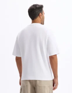 Oversized T-shirt met ronde hals in gemengd katoen - wit