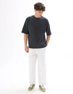 Oversized T-shirt ronde hals 100% gewafeld katoen - zwart