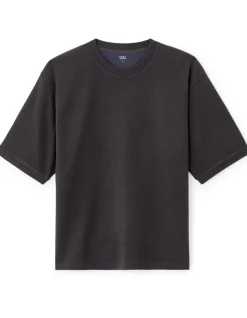 Oversized T-shirt van katoenmix met ronde hals - antraciet