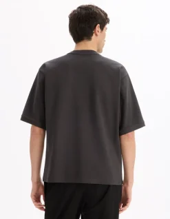 Oversized T-shirt van katoenmix met ronde hals - antraciet