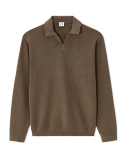 Oversized V-hals trui van 100% katoen - taupe