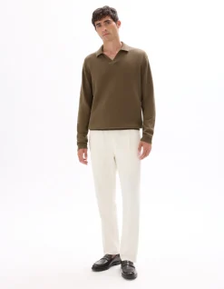 Oversized V-hals trui van 100% katoen - taupe